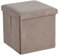 Home Source Folding Ottoman, Corduroy Fabric Storage Square Box, Grey