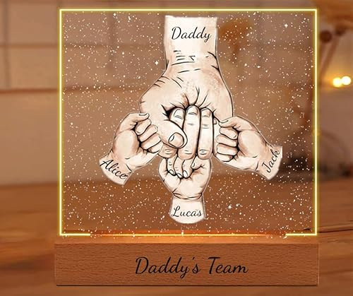 Vatertag Papas Team Faust Bump Licht Geschenk, personalisierte Acryl Papa Faust Bump LED Nachtlicht, benutzerdefinierte Papa Faust Bump Geschenk, Vatertag Weihnachten Geburtstagsgeschenke (Stil-01)