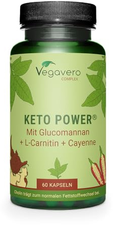 Keto-Power | Hochdosiert mit Glucomannan, Apfelessig, Cholin und L-Carnitin | Vegan & Ohne Zusätze | 60 Kapseln | Deutsche Produktion von Vegavero