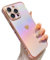 ZTOFERA Compatible with iPhone 13 Pro Max (6.7) Case for Girls Women, Luxury Fluorescent Iridescent Matte Silicone Case with Cute Love Heart Pattern Plated Rim Shockproof Cover, Iridescent Purple