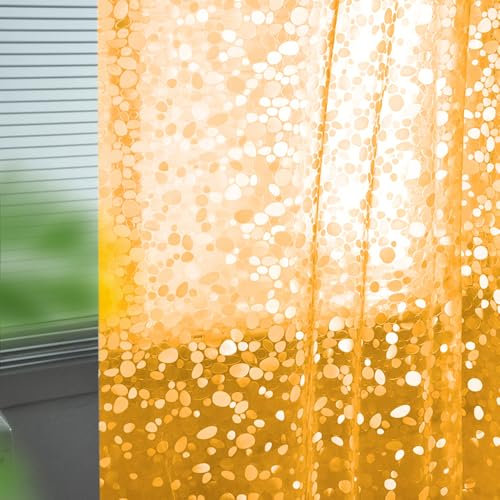 Eazzier Bath Cortina de ducha de EVA 3D estándar fina con guijarros, 180 x 180 cm, color naranja de plástico con ojales metálicos inoxidables, imanes para cabina de ducha, bañeras (sin ganchos)