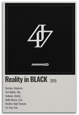 Mamamoo-Album, Realität in Schwarz, Musikfiguren, Album, Poster, Heimdekoration, Bürodekoration, Wohnzimmer, Teenager, Schlafzimmer, Leinwandgemälde, Ölgemälde, Geschenk, 40 x 60 cm, ungerahmt