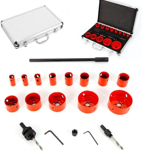 17pcs Lochsäge Set, 19-76mm Lochbohrer Holz, HSS BI Metall Lochsäge Holz Lochkreissäge Set Lochsägen Set Lochbohrer Set mit 300 mm Verlängerung Geeignet zum Schneiden von rostfreiem Stahl, Aluminium