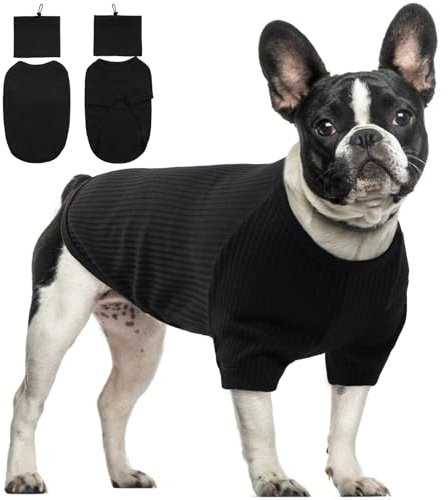 Hundeshirt für Kleine Hunde, Hundehemd Hundepullover Kleine Hunde Rollkragenpullover Hundemantel Kleine Hunde Hundejacke Hundepullover Französische Bulldogge Hundepulli Kleine Hunde(Schwarz, S)