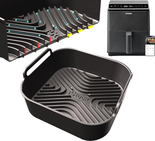 Cosori 6.4L Premium Silicone Liner | Designed to Fit Cosori 6.4L Air Fryer | 1.5cm Ridges for Air Flow, 2.5mm Thick, Dishwasher Safe | 1PC 6.4L Liter Silicone Air Fryer Liner | by iStock Kitchen