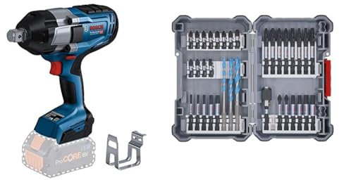 Bosch Professional 18V System BITURBO Akku Drehschlagschrauber GDS 18V-1050 H (ohne Akku/Ladegerät) + 35x PRO Impact Mixed Set, Amazon Exclusiv, 35-tlg. (für Beton, Weiche Fliesen, 108 x 168 mm)