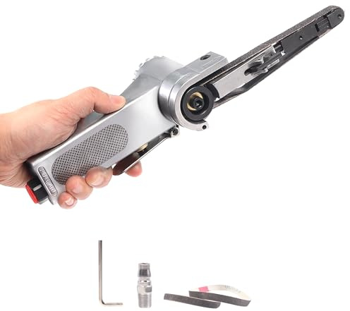 HARDZTOOL 16000 Giri/Min, Levigatrice A Nastro Pneumatica, Angolo Regolabile A 180°, Levigatrice A Nastro (10 X 330 Mm)
