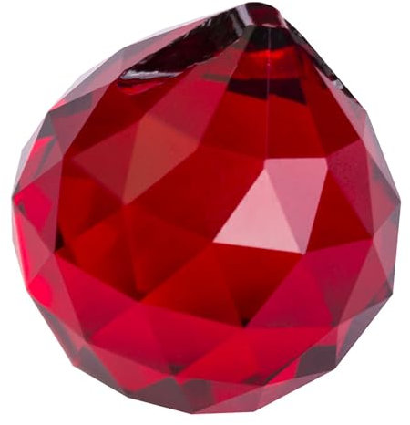 Atrapasoles de Cristal, Bola Colgante Prisma Solar, Decoración para Ventana y Jardín, Feng Shui Suncatcher(Red,30mm)