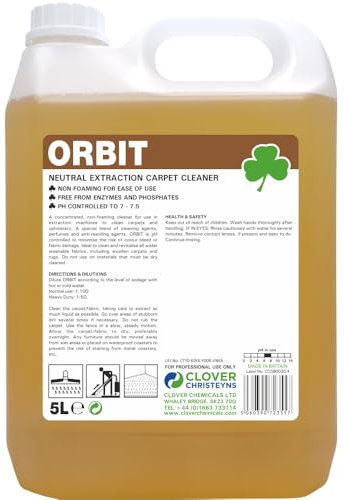Neutral Extraction Carpet Cleaner, 5L, Non-Foaming, pH Controlled 7-7.5, Professional Grade, Christeyns Clover Orbit