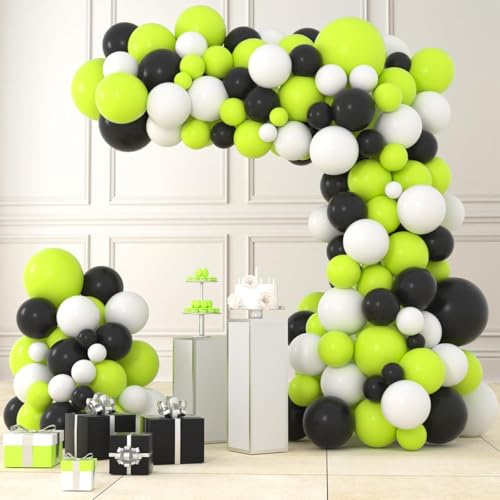 Ballongirlanden-Bogen-Set – 122-teiliger Party-Ballonbogen für Geburtstags-, Hochzeits-, Jubiläums- und Brautparty-Dekorationen (Limettengrün Schwarz Weiß)