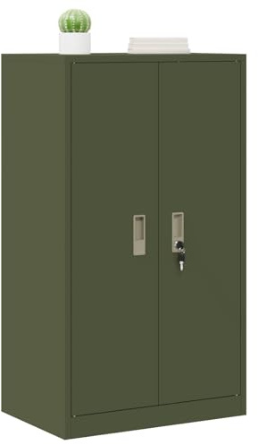 vidaXL Aufbewahrungsschrank mit Speicher Olive Grün 60 x 40 x 105 cm, Moderner Bürostauraum, rechteckiger Stahlschrank, sicheres abschließbares Möbelstück, kompakte Lösung für den Innenbereich