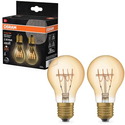 Osram Vintage 1906 LED DIM CLASSIC A FIL GOLD 35 DIM 4,8W/822 E27 | Vintage 1906 Classic A 35 Filament DIM, LED, Gold, 15.000 Stunden, 2 Stück