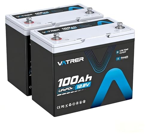 VATRER POWER LiFePO4 12V 100AH Group 24*2 Lithium Batterie Low Temp Cut-Off mit 100A BMS 5000+ Tiefzyklus Deep Cycle Lithium Akku 1280W 10 Jahre Lebensdauer für Wohnmobil, Camping, Solare Heimanlagen