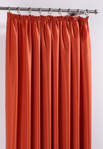 Georg Chr. Wirth Gardine Isabella unifarben aus Glanzsatin Dekostoff, 2-TLG. 2 Gardinenschals, 2 Raffhalter, Terra, 180X135