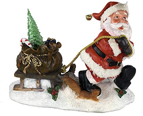 GMMH Weihnachten Gartenfigur 29 cm Hoch (36209) Gartendeko Nikolaus Figur Weihnachtsmänner Gartenzwerg Zwerg Leuchtend (Rot)