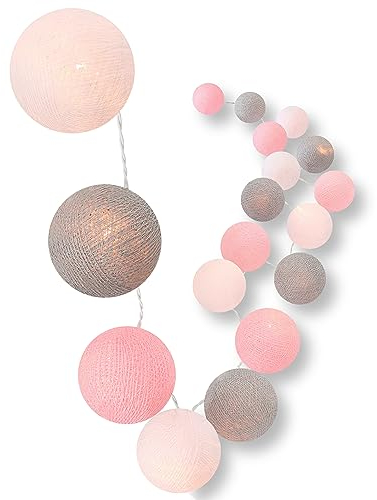 CREATIVECOTTON LED Lichterkette mit Cotton Balls inkl. Timer und Dimmer (20 Kugeln, Home Sweet Home)