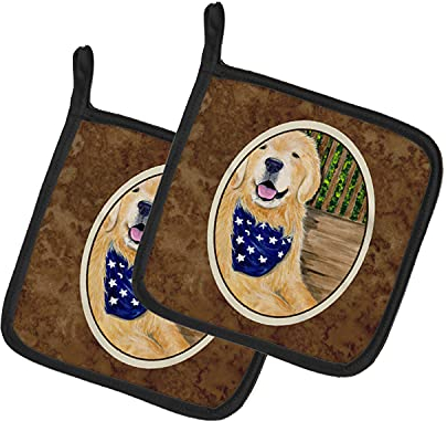 Caroline's Treasures Golden Retriever SS8972PTHD Paire de maniques en tissu Multicolore