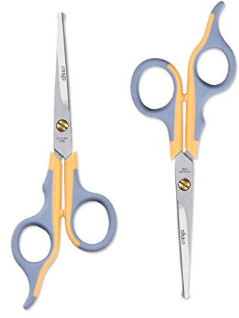 LIVINGO Professionelle Fellschere für Katzen und Hunde, Titanbeschichtung, sichere abgerundete Spitze und Mikro-Zacken-Trimmschere für Tiergesicht, Nase, Ohr und Pfoten, 2 Stück 16,5 cm