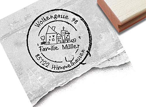Stempel - Individueller Adressstempel rund FAMILIENHAUS III - Poststempel Familienstempel personalisiert Name Adresse Familie, Geschenk - zAcheR-fineT