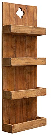 invicta INTERIOR Massives Wandregal Hemingway 80cm recyceltes Teakholz Gewürzregal Regal Holzregal Küchenregal aus Massivholz