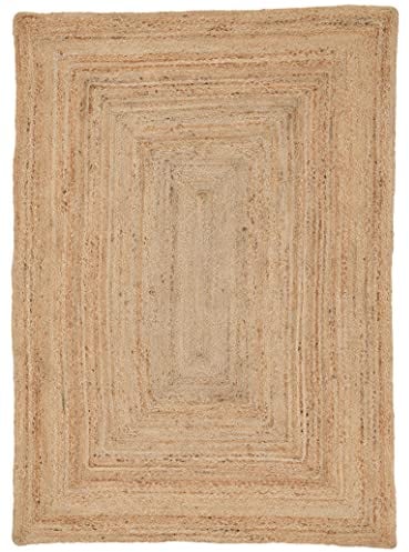 carpetfine Juteteppich Nele Beige handgewebt aus Jute 300x400 cm | Moderner Naturfaserteppich im Boho Style für Wohnzimmer, Küche und im Flur