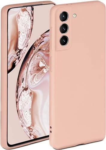 ONEFLOW Coque de protection souple en silicone avec bords surélevés pour protection de l’écran et double couche Compatible avec Samsung Galaxy S21 Rose mat