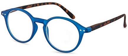 Filtral Runde Lesebrille/Moderne Lesehilfe aus recyceltem Kunststoff für Damen & Herren/Blau-havanna, +2,50 dpt., F4564160