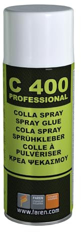 Faren C400 Colla Spray, Adesivo universale forte e resistente ad elevata resa,ideale per incollaggi permanenti, 400 ml (1)