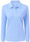 AjezMax Damen Sports Poloshirt Langarm Piqué-Polo Baumwolle Polohemd Atmungsaktiv Basic Golf Polo Shirt Large Blau