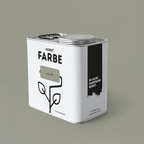 HORST Wandfarbe Salbei 5L - Hochwertige Innen-Farbe - Hohe Deckkraft & Schnelltrocknend - Geruchsneutral - Spritz- & Tropffrei - 100% Natürlich - Grün