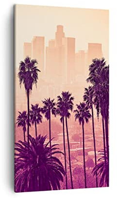 Bilder auf Leinwand Elche Angeles Palmen Leinwandbild mit Rahmen 45x80cm Wandbilder Dekoration Wohnzimmer Schlafzimmer Küche Deko Klein Wanddeko Bild Wand Kunstdruck Art Wall Decor Canvas PA45x80-4285