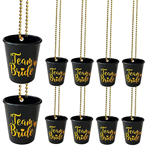 Blue Planet Fancy Dress Bulk Buy Offers Team Bride Shot Glasses Cups Bride to Be Shot Glass Cup Plastic Hen Party Beaded Necklace Black and Gold (1x Team Bride)
