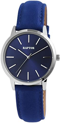 Raptor Sunny Damen-Uhr Leder Dornschließe analog Quarz RA10214 (blau silberfarbig)