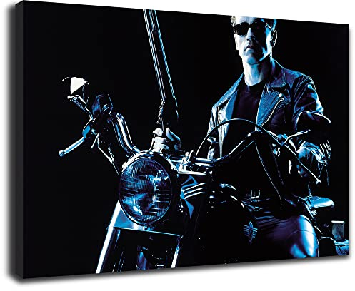 Artis Prints Leinwandbild Arnold Schwarzenegger, Terminator, Movie, Bike, Klein bis XXL, Inneneinrichtung - Wohnzimmer - Wohnung, Dekoration