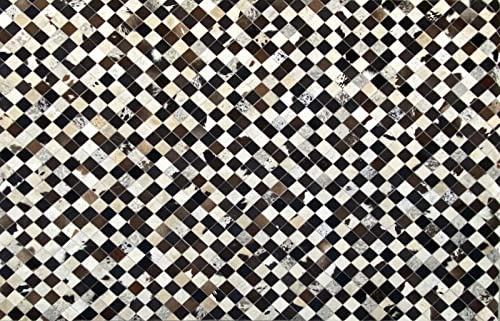 Echtleder Teppich 160x230 cm 100% Kuhfell Leder Ivory Compatible with Braun Beige Patchwork L2