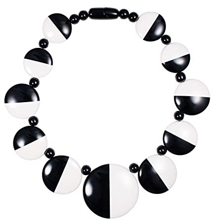 ZAVANA Schwarz-Weiß Statement-Halskette für Frauen, große handgefertigte Boho Chic Chunky Halskette für Damen, eleganter Bohème-Modeschmuck für Frauen