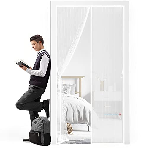 Kit Zanzariera Per Finestra Grande Misura, 290 x 210 cm Adesiva Con Nastro, Zanzariere Magnetiche Tenda Rete Anti Zanzare Insetti(Bianco)