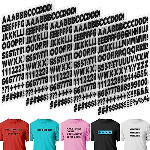 5 Sheets 830 Pieces Iron on Letters and Numbers for Clothing, 1 Inch Iron on Vinyl Letters with A-Z Heat Transfer Letters 0-9 Iron on Numbers PU Alphabet Stickers for T-Shirt Printing DIY Craft Black