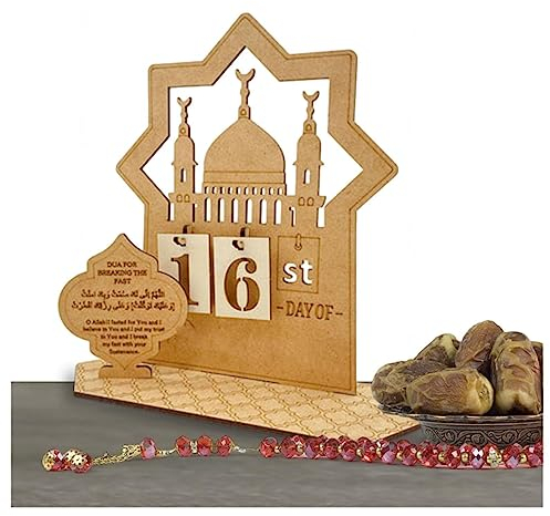 Ramadan Calendar 2023 Wiederverwendbar,30 Tage Kalender Ramadan Kinder Rustikal,Elegant Ramadam Kalender Geschenke Dekoration