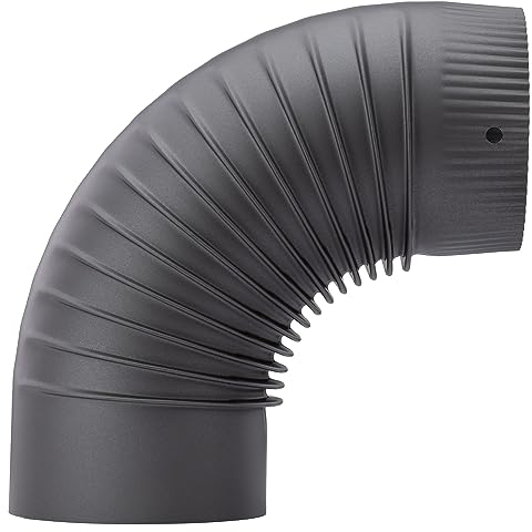 ProTermo Ofenrohr Stahlblech Kaminrohr Rauchrohr Set feuerfest lackiert (Anthrazit 90° Rohrbogen, Ø 150mm)