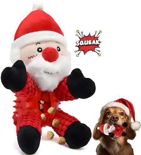 Pawtrace Hundespielzeug quietschendes interaktives Weihnachtsspielzeug für Hunde (M, Weihnachtsmann)