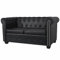 Camerina Chesterfield-Sofa 2-Sitzer Kunstleder Schwarz Schlafsessel Mit Bettfunktion Schlafsofa Klein