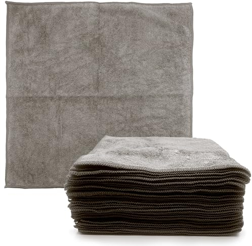 Microfiber Cleaning Cloth, Large Size 40x40cm, Super Absorbent Lint Free Microfibre Cloths Cleaning for Home, Kitchen, Surface, Mirrors, Bathrooms, Motorbike, Car (Grey, 10)