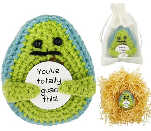Meanju Positive Potato,Pocket Hug Avocado,Mini Lustige Kreative Strickwolle Avocado Puppe,Emotional Support Plüschtiere,Mutmacher Geschenk,Pocket Hug Geburtstagsgeschenk,Glücksbringer für Prüfungen