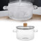 Faitout en verre transparent nervuré avec couvercle, résistant à la chaleur en verre borosilicate côtelé avec poignées, pour soupe, lait, aliments pour bébé