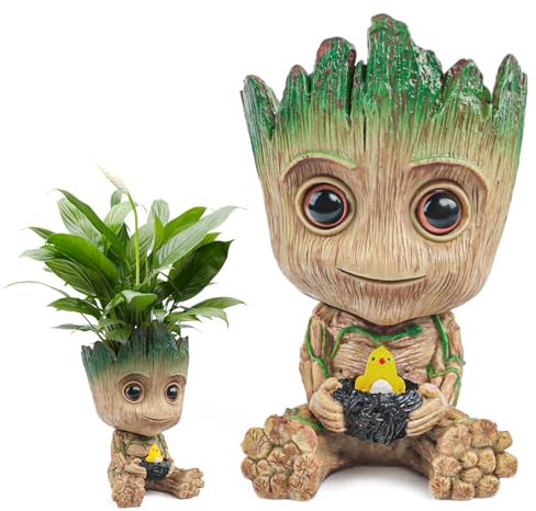 BGNXHYB Baby Groot, Niedlicher Groot Pflanzgefäß mit Ablaufloch, für Groot Dekorationen, Home Decorations, Aquarium Luftblasen Dekoration (B)