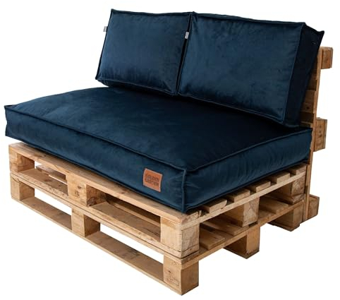 GoldenGroup Gartenset Kissen für Palettenmöbel Marineblau - Polsterstoff - Langlebiges und Wasserdichtes Material - Sitzkissen 120cm x 80cm x 15cm, Rückenkissen 120cm x 40cm x 15cm