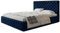 AlpiMeble Polsterbett Miami Slim mit Kopfteil, 180 x 200 cm, Doppelbett mit Bettkasten und Lattenrost aus Holz, Farbe: Dunkelblau, Velourestoff