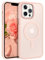 GaoBao für iPhone 13 Pro Max Hülle, Handyhülle iPhone 13 Pro Max [Kompatibel mit MagSafe] Durchscheinende Matte Magnetische Stoßfeste Anti-Fingerabdruck Hülle für iPhone 13 Pro Max Case, Rosa