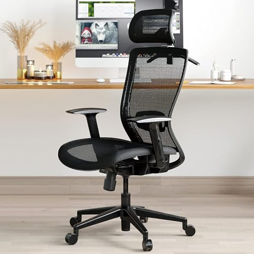 FLEXISPOT OC3 Ergonomic Office Chair Desk Chair Computer Chair Height Adjustable Seat Headrest Armrest Lumbar Support Caster Wheels Task Chair (Black)